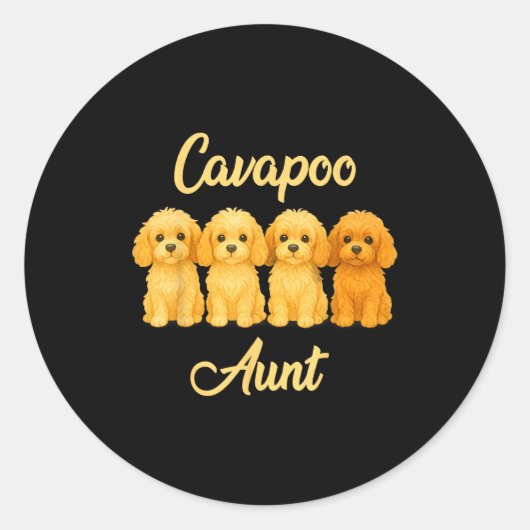 Cavao Aunt Cute Dog Lover Gift Funny Women Puppy O ラウンドシール (正面)