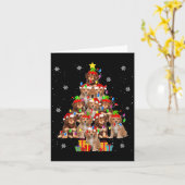 Cavao Christmas Tree Funny Santa Cavoodle Dog Xmas カード (黄色い花)