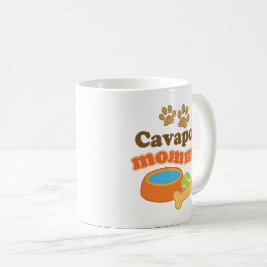 Cavapooのお母さん犬の品種ギフト コーヒーマグカップ (正面右)