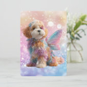 Cavapoo Cavoodle Angel Fairy Birthday 招待状 (スタンド正面)