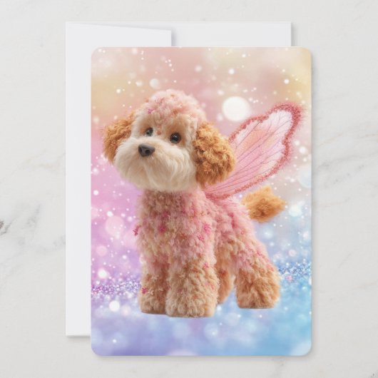 Cavapoo Cavoodle Angel Fairy Birthday 招待状 (正面)