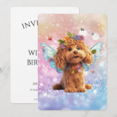 Cavapoo Cavoodle Angel Fairy Birthday 招待状 (正面/裏面)