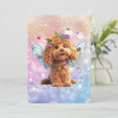 Cavapoo Cavoodle Angel Fairy Birthday 招待状 (スタンド正面)
