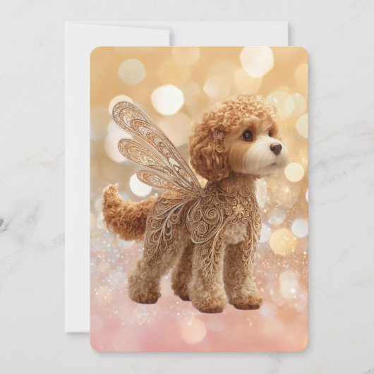 Cavapoo Cavoodle Angel Fairy Birthday 招待状 (正面)
