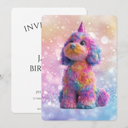 Cavapoo Cavoodle Birthday 招待状 (正面/裏面)