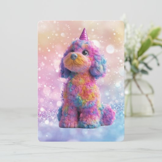 Cavapoo Cavoodle Birthday 招待状 (スタンド正面)