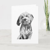 Cavapoo Charcoal Greeting Card, Dog Lover Gift カード (正面)