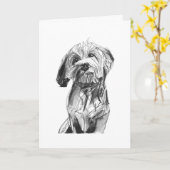 Cavapoo Charcoal Greeting Card, Dog Lover Gift カード (黄色い花)