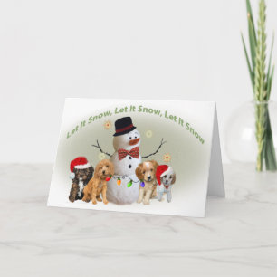 Cavapoo Christmasのカードで雪が降る シーズンカード