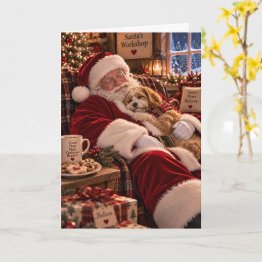 Cavapoo Christmas Card カード (黄色い花)