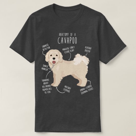 Cavapoo Dog Anatomy 1 Tシャツ (デザイン正面)