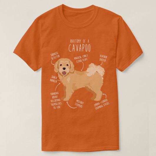 Cavapoo Dog Anatomy 6 Tシャツ (デザイン正面)