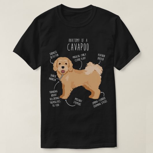Cavapoo Dog Anatomy 6 Tシャツ (デザイン正面)