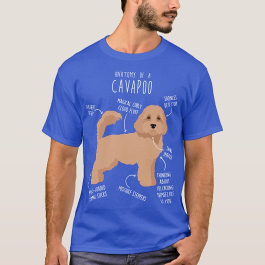 Cavapoo Dog Anatomy retro Tシャツ (正面)