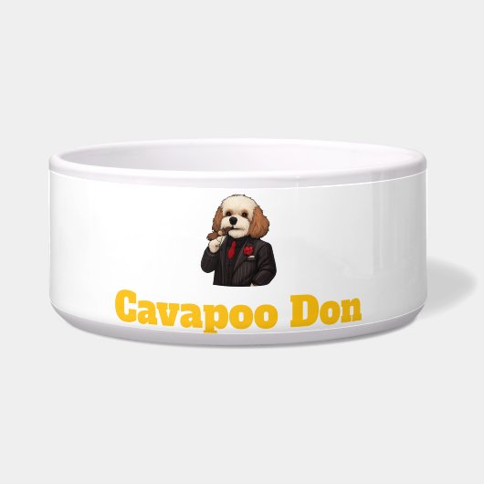 Cavapoo  Don – Mafia Dog Gentleman Illustration  ボウル (正面)