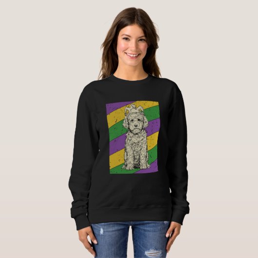 Cavapoo Jester Mardi Gras Doodle Dog Mom or Dad スウェットシャツ (正面フル)