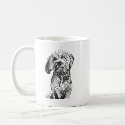 Cavapoo Mug – Charcoal Hand Drawn Dog Coffee Mug コーヒーマグカップ (左)