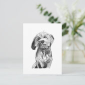 Cavapoo Postcard – Charcoal Dog Illustration ポストカード (スタンド正面)