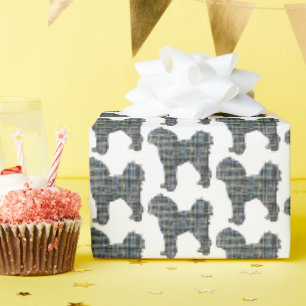 Cavapoo Yellow & Black Grid Line White Gift ラッピングペーパー