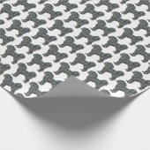 Cavapoo Yellow & Black Grid Line White Gift ラッピングペーパー (角)