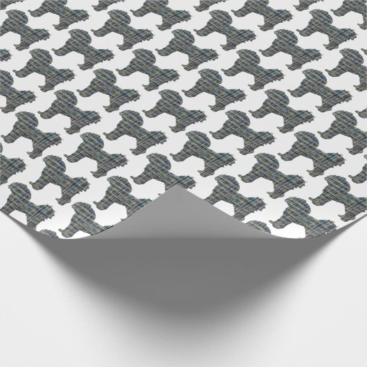 Cavapoo Yellow & Black Grid Line White Gift ラッピングペーパー (角)