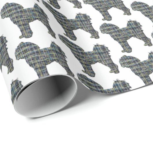 Cavapoo Yellow & Black Grid Line White Gift ラッピングペーパー (ロールコーナー)