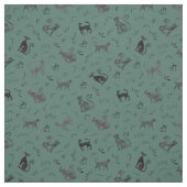Cave Art Cats on Dark Gray Turquoise ファブリック (見本)