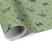 Cave Art Cats on Green ラッピングペーパー (ロールコーナー)