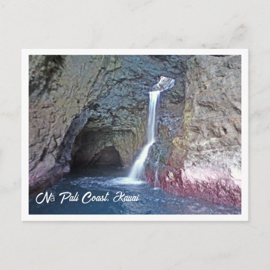 Cave & Waterfall Naru Pali Coast,カウアイ ポストカード (正面)