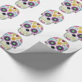 Caveira colorida com fundo branco ラッピングペーパー (角)
