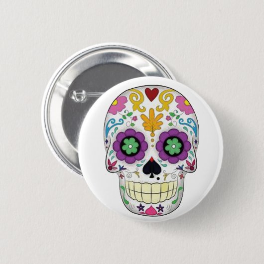 Caveira colorida com fundo branco 缶バッジ (正面&裏面)