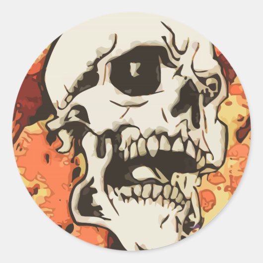 Caveira em amarelo ラウンドシール (正面)