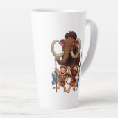 Caveman Dad and Son Mammoth Hunt カフェラテマグ (右アングル)