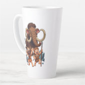 Caveman Dad and Son Mammoth Hunt カフェラテマグ (左アングル)