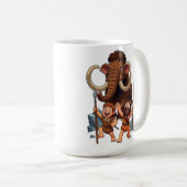 Caveman Dad and Son Mammoth Hunt コーヒーマグカップ (正面右)