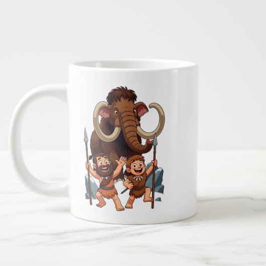 Caveman Dad and Son Mammoth Hunt ジャンボコーヒーマグカップ (左)