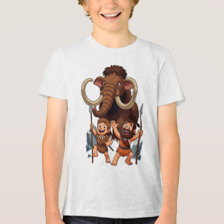 Caveman Dad and Son Mammoth Hunt トライブレンドＴシャツ