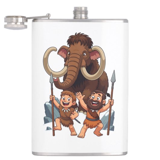 Caveman Dad and Son Mammoth Hunt フラスク (オープン)