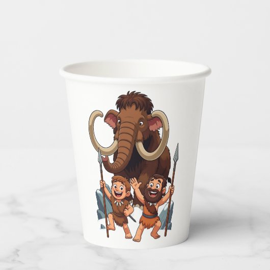 Caveman Dad and Son Mammoth Hunt 紙コップ (裏面)