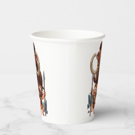 Caveman Dad and Son Mammoth Hunt 紙コップ (右)