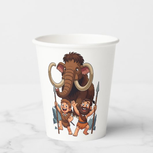 Caveman Dad and Son Mammoth Hunt 紙コップ (正面)