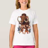 Caveman Dad and Son Mammoth Hunt Tシャツ (正面)