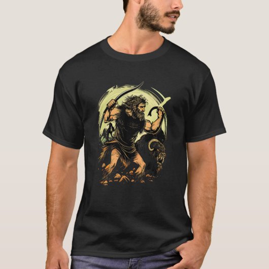 Caveman Hunting Beasts Tシャツ (正面)