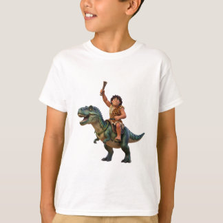 Caveman Riding Dinosaur Cartoon Image Tシャツ