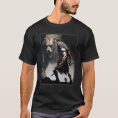 Caveman Warrior with Friendly Lion chasing the sam Tシャツ (正面)