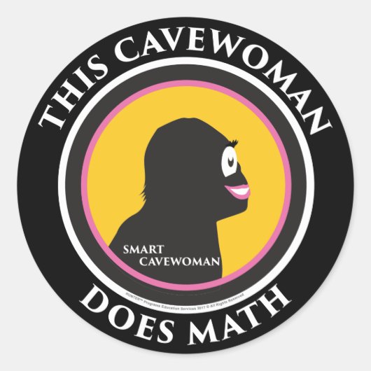Cavemoner頭が切れるのステッカー：このCavemonerは数学を行う ラウンドシール (正面)