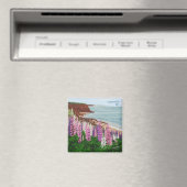 Cavendishの崖および春のルピナス属の正方形の磁石 マグネット (インサイチュ (食洗機))