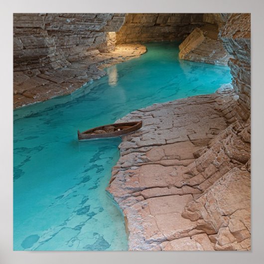 Cavern Lake Abstract - Water and Rock Textures ポスター (正面)