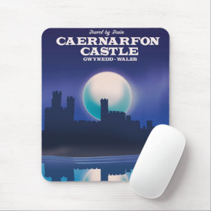 Cavernarfon Castle, Gwynedd Wales旅行ポスター マウスパッド