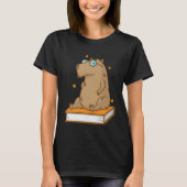 Caviidae Guinea Pig loves reading Books Tシャツ (正面)